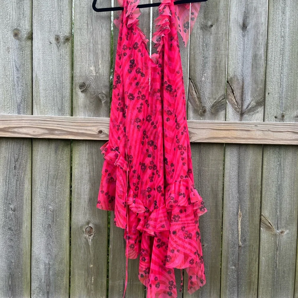 Philosophy di Lorenzo Serafini Pink Floral Ruffle Mini Dress - Unworn - Picture 6 of 9